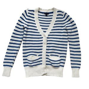 Tommy Hilfiger Blue & White Striped Knit Cardigan